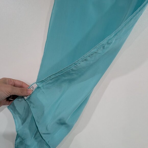 Vera Neumann 100% Silk Scarf Turquoise VINTAGE - Picture 3 of 3
